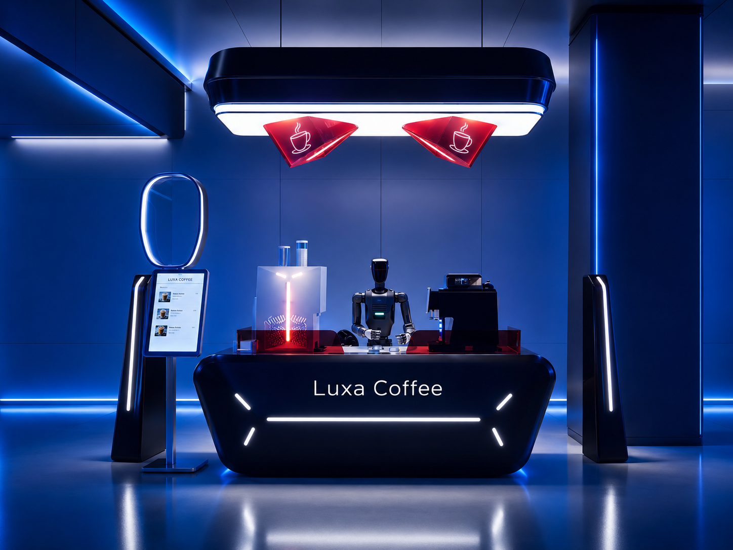 Luxa Coffee Roboterstation mit festem Bildhintergrund