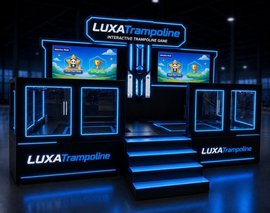 LUXATrampoline – Interaktive Trampolin-Spielanlage mit Bewegungserkennung für Einkaufszentren, Freizeitparks & Family Entertainment Center